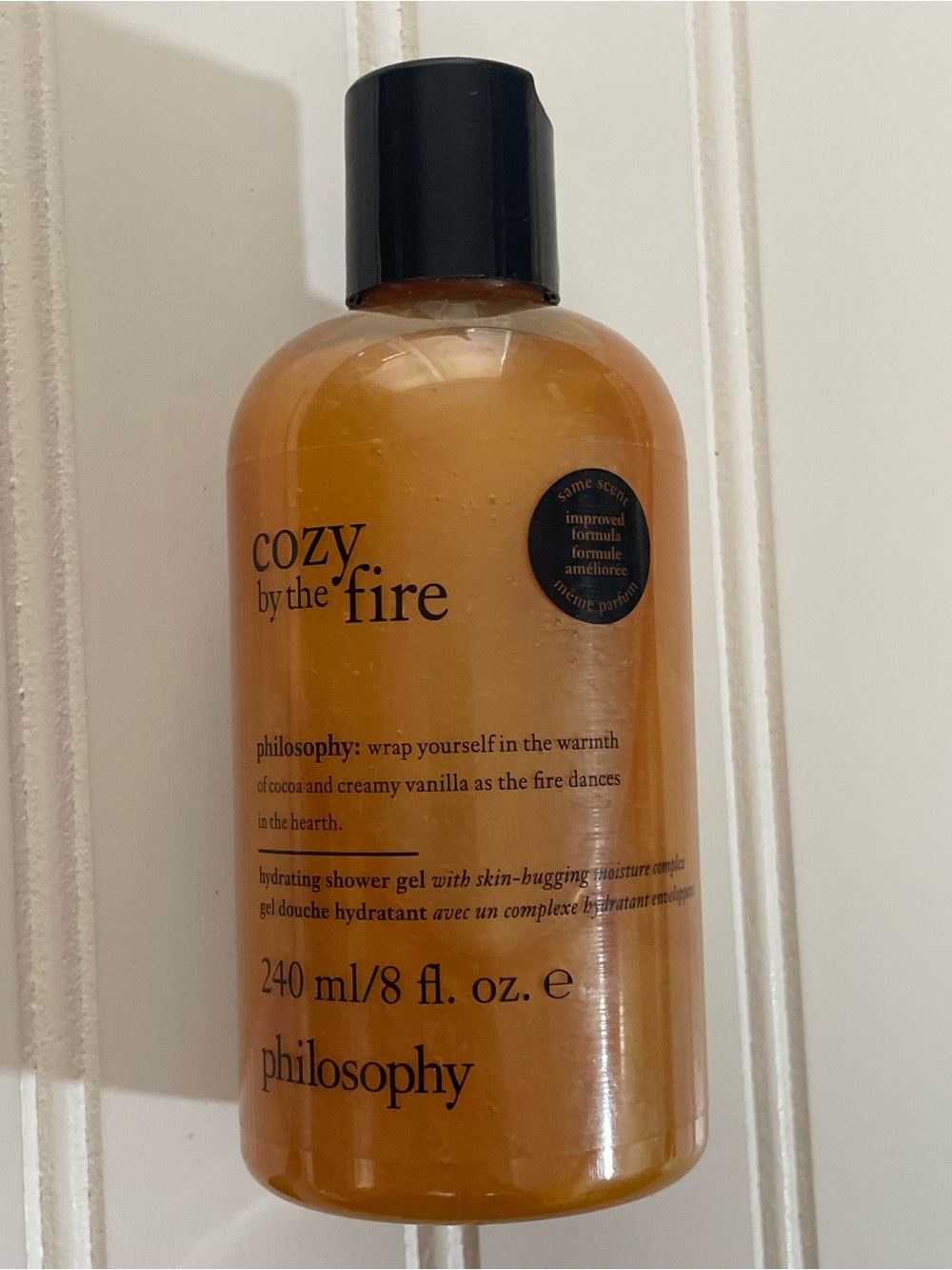 New Philosophy Cozy By The Fire 8 oz Hydrating Bubble Bath Shampoo Shower Gel
